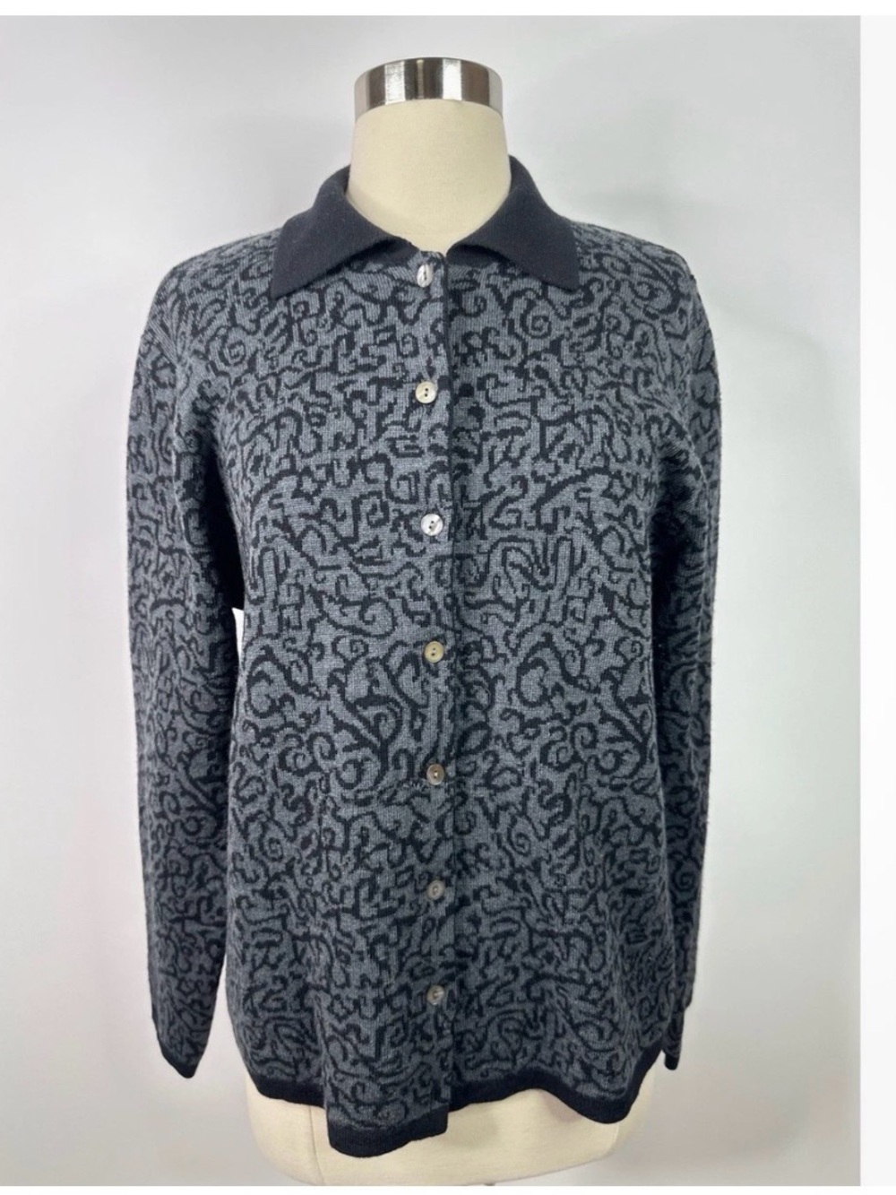 Talbots Purw Neq Wool Patterned Button-Front Women’s Cardigan